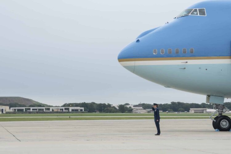 President Trump arrives at JBA from NYC