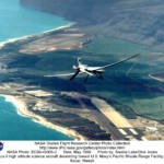 Altus II high altitude science aircraft decending toward U.S. Navy's Pacific Missile Range Facility