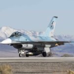 F 16 NAWDC Aggressor waiting for clearance to light the candle at NAS Fallon.