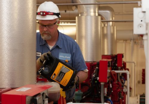 Amentum Mechanical Engineer Jesse Performs Planned Maintenance on Hangar Fire Safety Pump