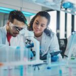Modern,Medical,Research,Laboratory:,Portrait,Of,Latin,And,Black,Young